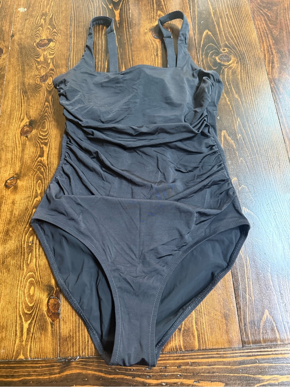 Athleta Black Ruched One-Piece Swimsuit